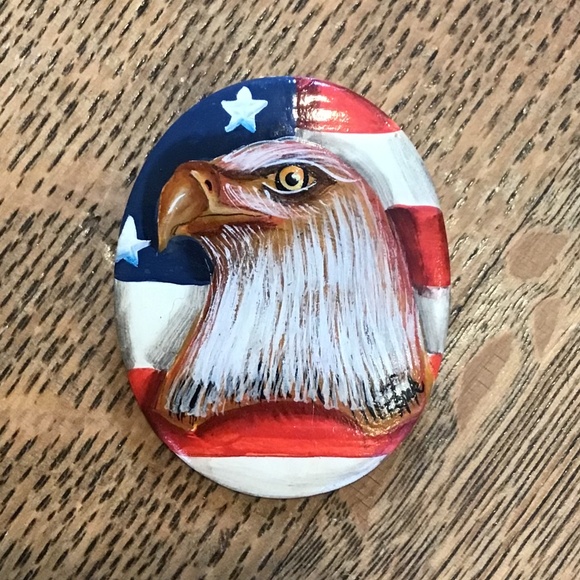 American Bald Eagle Flag Patriotic Signed Pin Brooch USA Large - Picture 9 of 11
